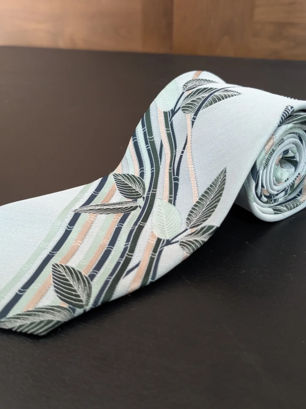 Men's Light Green Botanical Stripe Tie